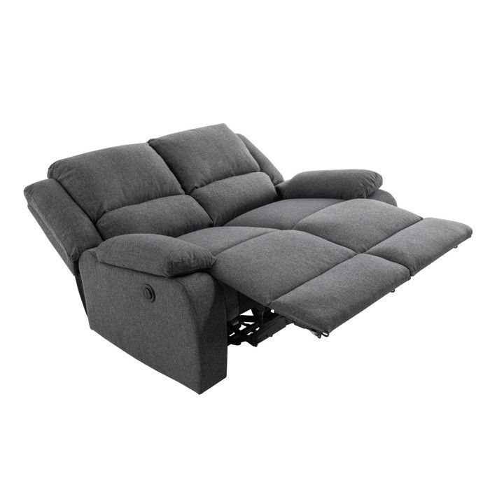 Sofá reclinable eléctrico de 2 plazas LEO en tela - 143 x 93 x 96 cm - LOUNGITUDE