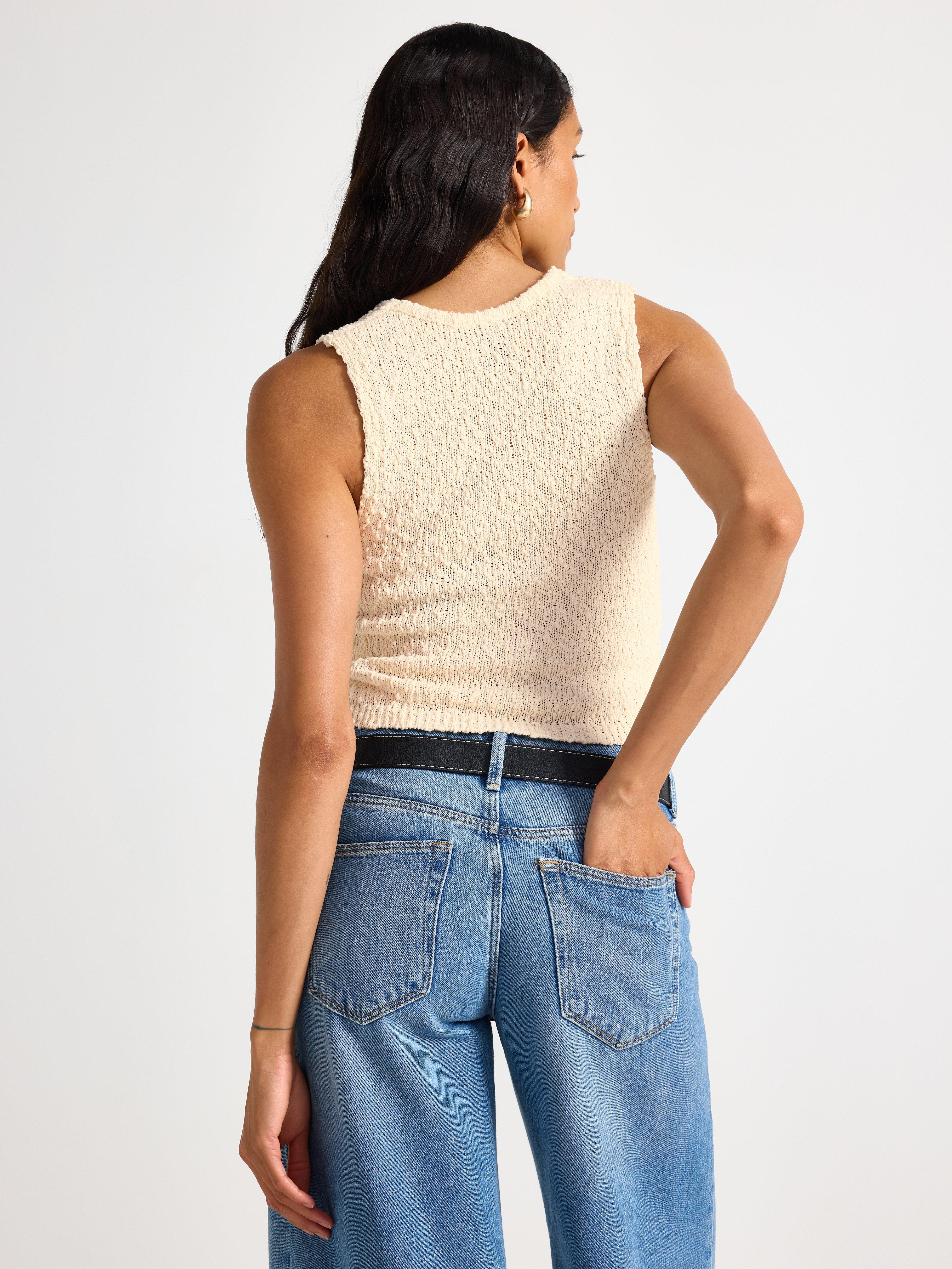 Colete de malha branco-creme