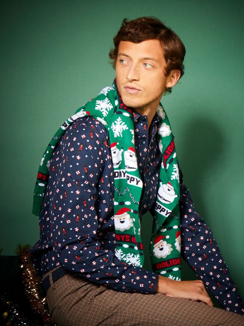 Kerstshirt met patroon - BLAUW