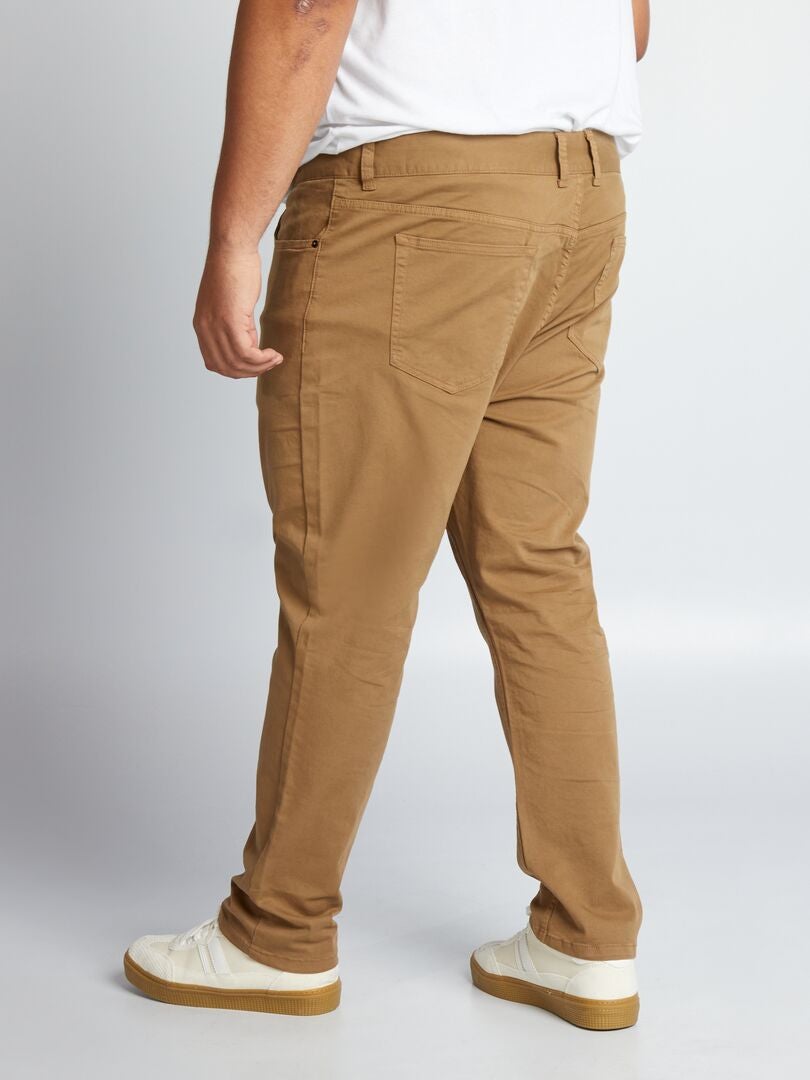 Calça ajustada com 5 bolsos, tamanho L34 - marrom