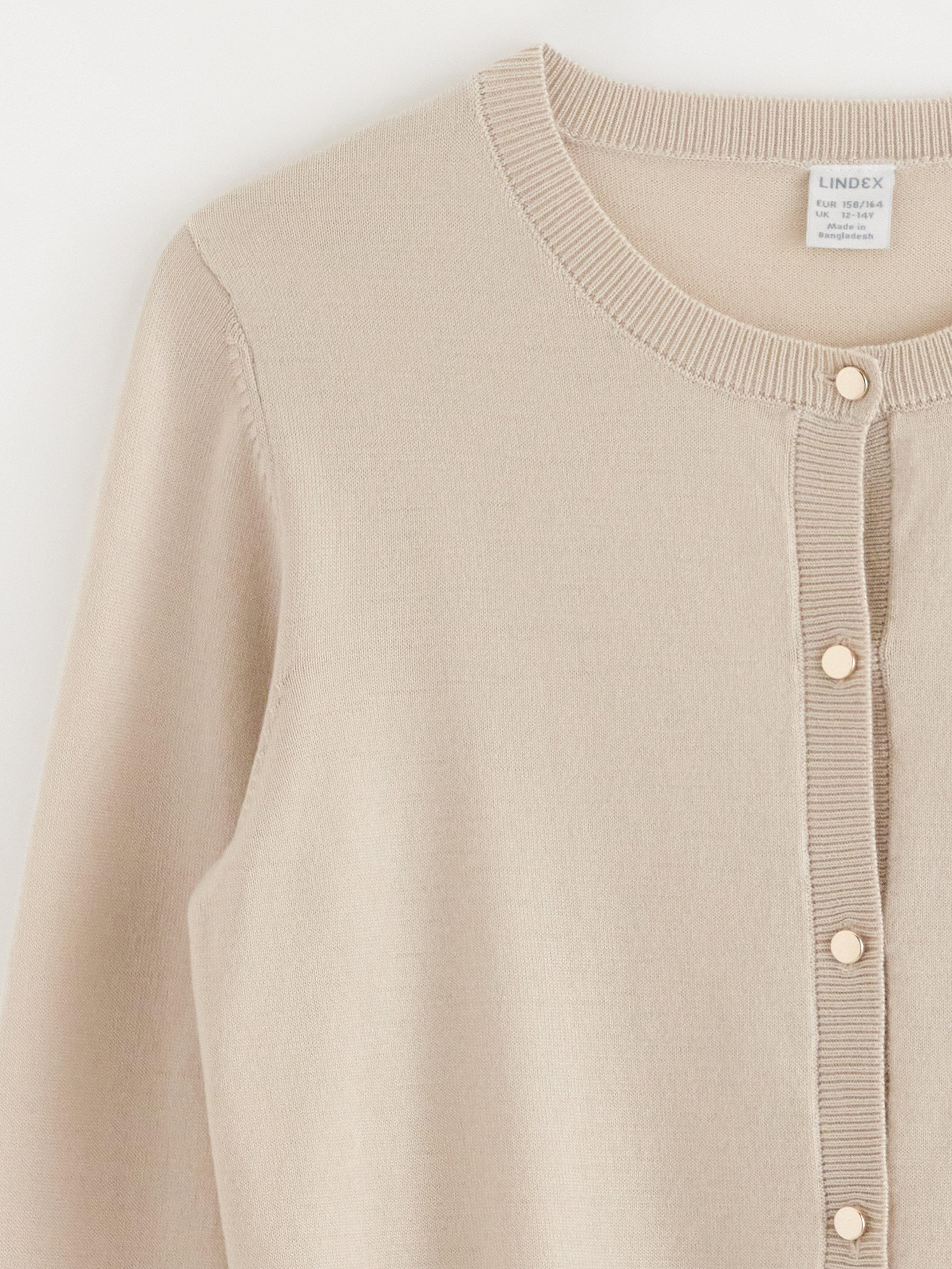 Finstickad cardigan Světle béžová