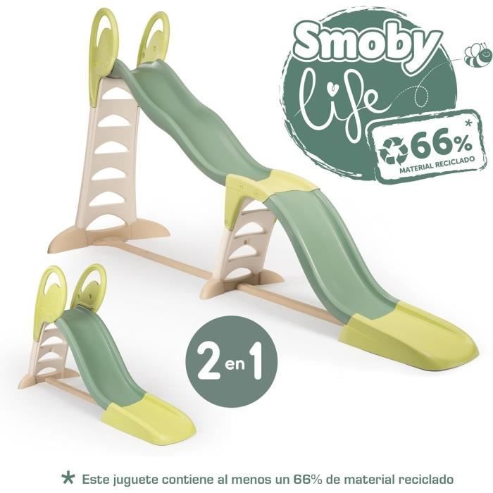 SMOBY Life - Toboggan Super Megagliss - Evolutif 2 en 1 - Glisse de 170 à 360 cm - Echelle, marches antidérapantes - Dès 2 ans