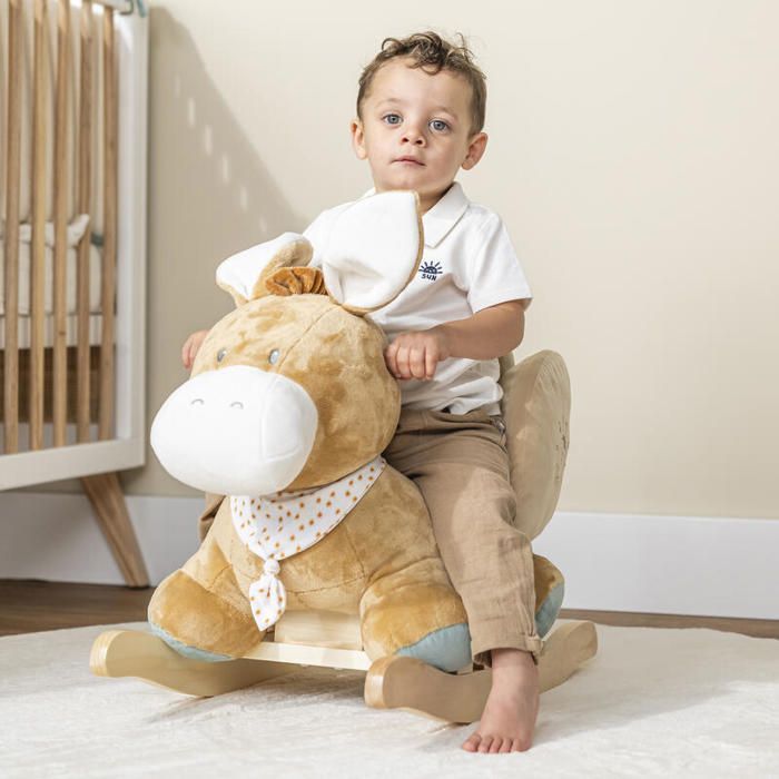 Sedia a dondolo - Nattou - Leo l'asinello - Sicura - Morbida - Per bambini dai 10 ai 36 mesi