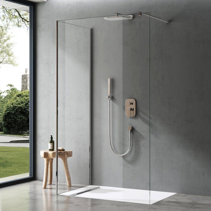 Plato de ducha Doporro Geoma04 de resina, base de ducha rectangular plana blanca de 80x120x4cm para el baño.