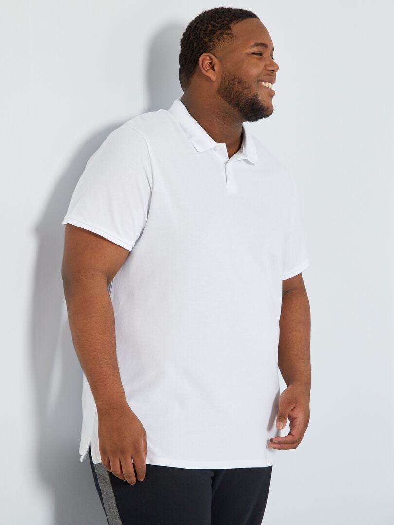 Camisa pólo em malha piqué - branca