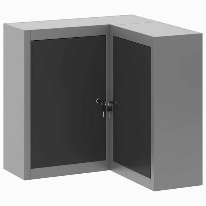 Armario de herramientas con estantes ajustables - vidaXL - 55x55x55 cm - Negro y gris - Madera de ingeniería y acero