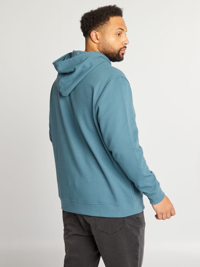 Hoodie met honingraatprint - BLAUW