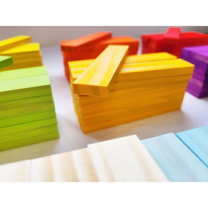 DORJEE - 200 bloques de construcción de madera multicolor - Juego de construcción para mayores de 3 años