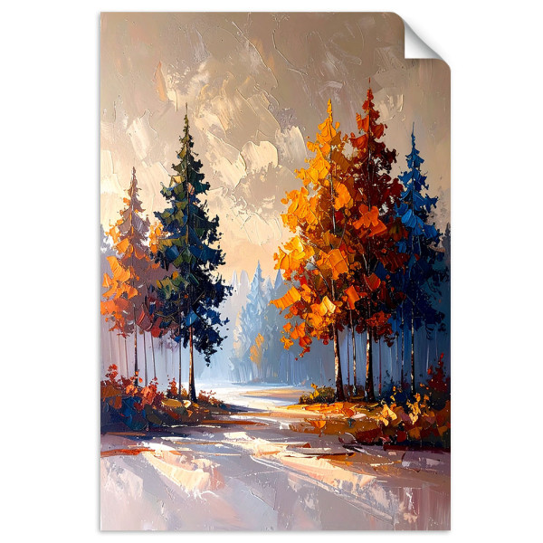Naklejka samoprzylepna do salonu sypialni Feeby Las Drzewa Pejzaż 20x30