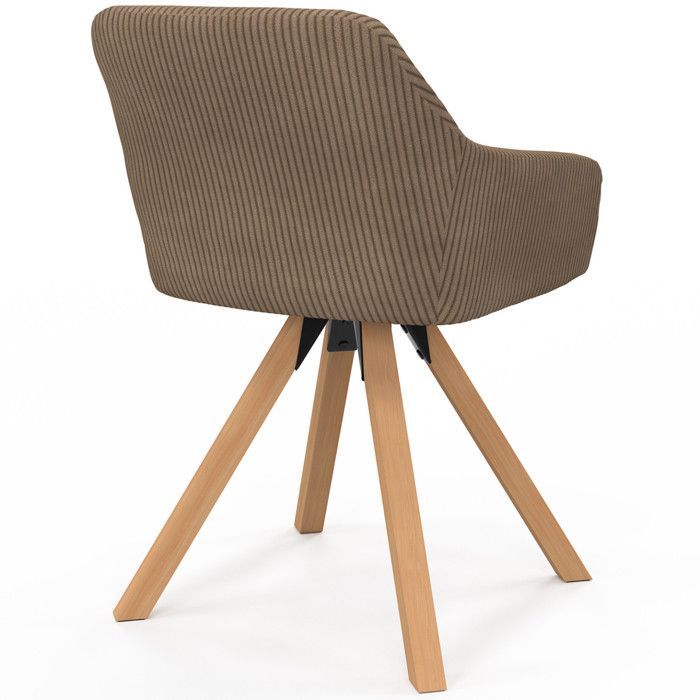 IDMARKET Lot de 2 chaises pivotantes de salle à manger, fauteuils de table JANY en velours côtelé taupe