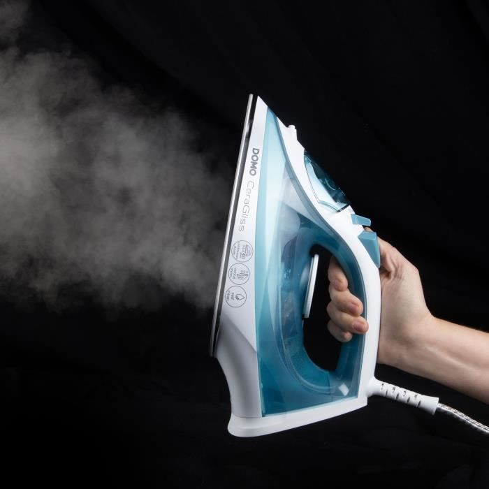 Fer à repasser vapeur - DOMO - DO7060S CeraGliss - 2400 W - 40 g/min - 320 ml - Bleu / Blanc