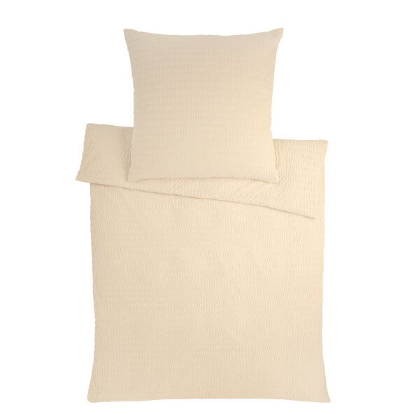 Jersey seersucker beddengoed, 135 x 200 cm, beige