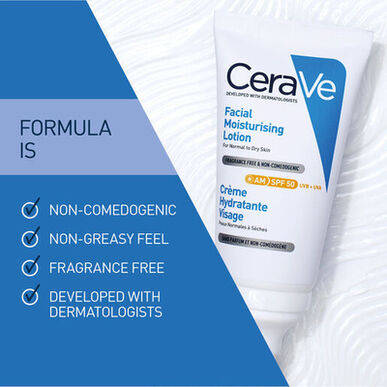 CeraVe Kasvojen Kosteuttava Voide Normaalille Ja Kuivalle Iholle SPF 50 52 ml
