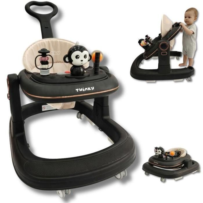 Twinky® Babywalker GO 3 en 1 | Noir | Trotteur Pliable pour Bébés | Interactif, Protection Anti-Basculement