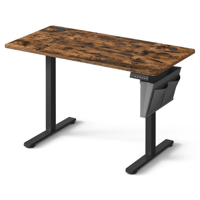 Elektrisch verstelbaar zit-sta bureau - SONGMICS - 60 x 120 cm - 4 programmeerbare hoogte-instellingen - Rustiek bruin en zwart