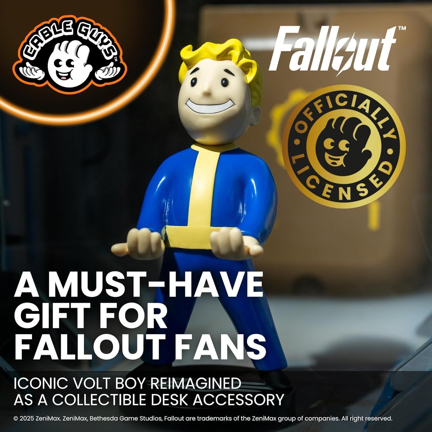 Statuetta Fallout Vault Boy - EXQUISITE GAMING - Cable Guys - Cavo USB incluso - Supporto per smartphone o piccoli accessori - 20 cm