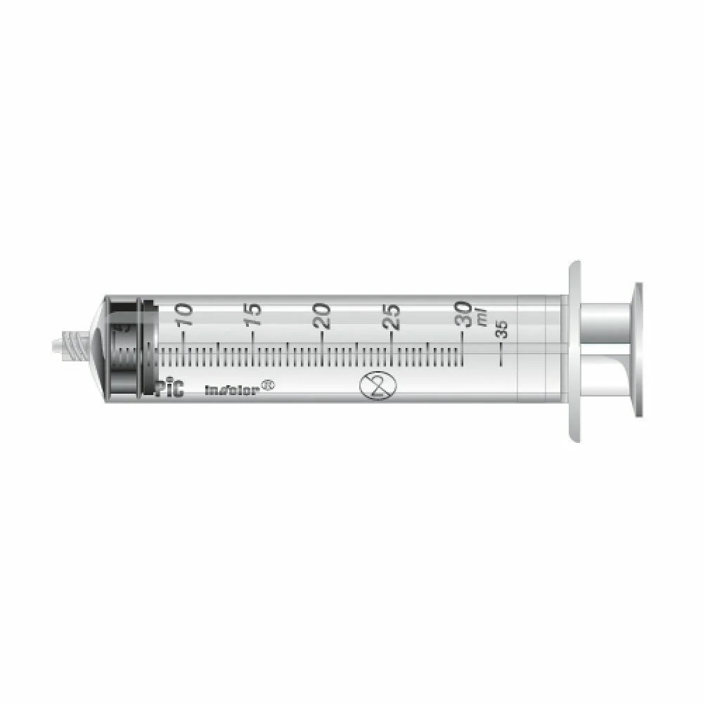 Sterile PIC-Einwegspritze, Volumen 30 ml, Luer-Lock-Anschluss ohne Nadel, 1 Stück