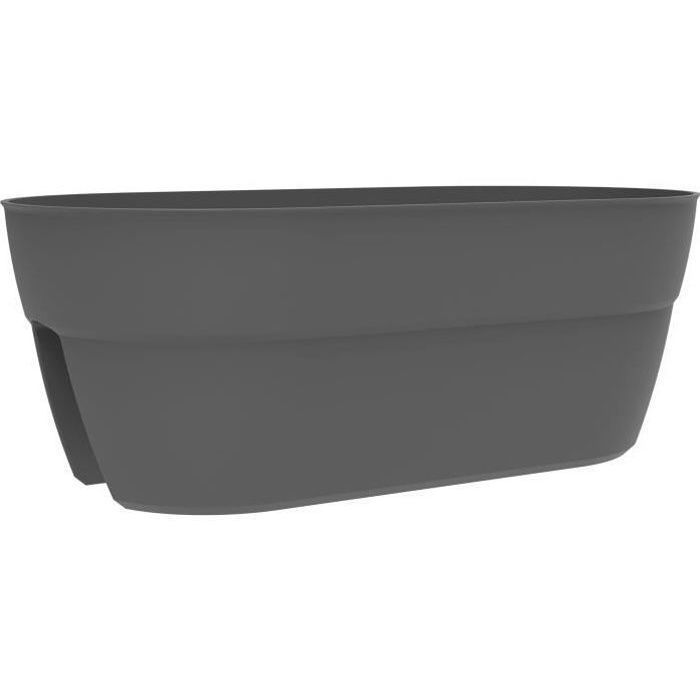 Macetero - EDA - Cavalière OSAKA 19,5 L - 56 x 30,1 x H.20,6 cm - Gris antracita - Para balcones y barandillas
