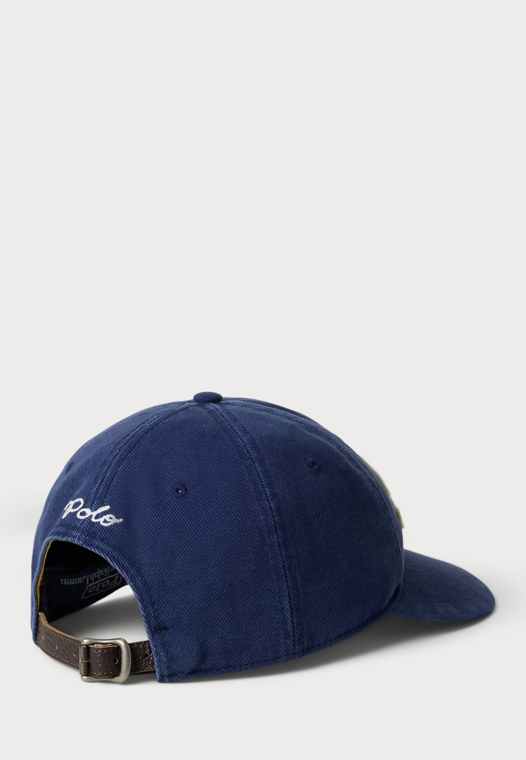 Boné Polo Ralph Lauren em sarja com apliques, unissex - Boné - azul marinho/bege