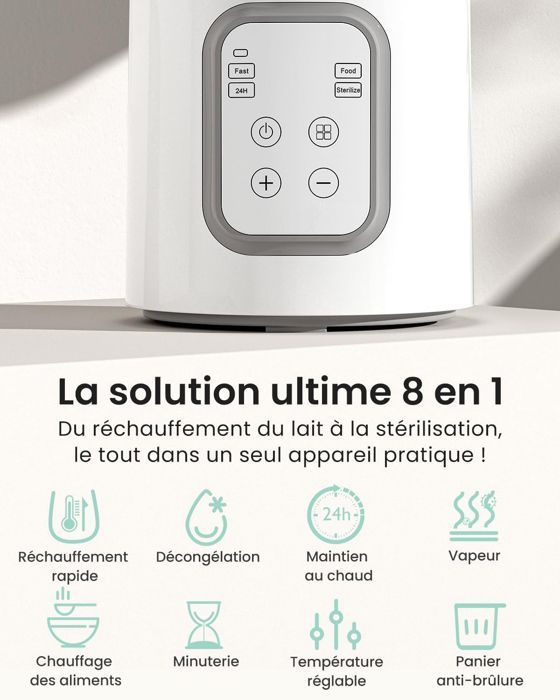 Scaldabiberon 8 in 1, Scaldabiberon elettrico rapido - Mantiene caldo il cibo del bambino e scongela