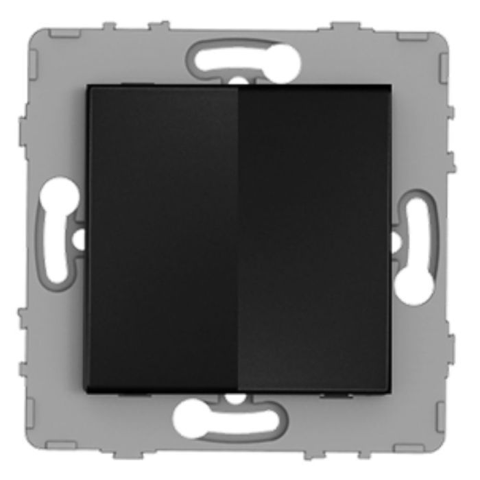 Interruptor doble empotrable de dos vías - metal negro cepillado - gama Kouro - Zenitech