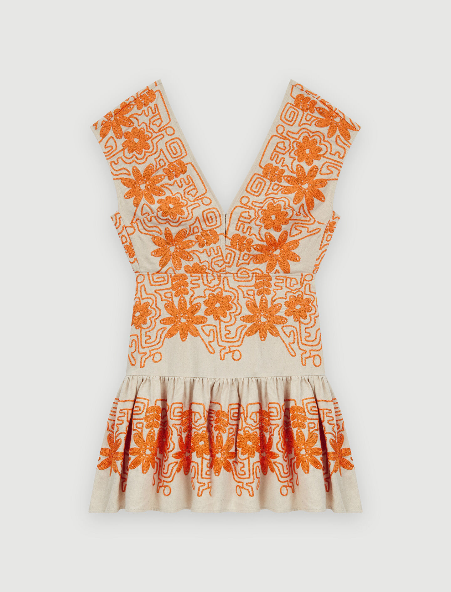 Volledig geborduurde jurk - Oranje