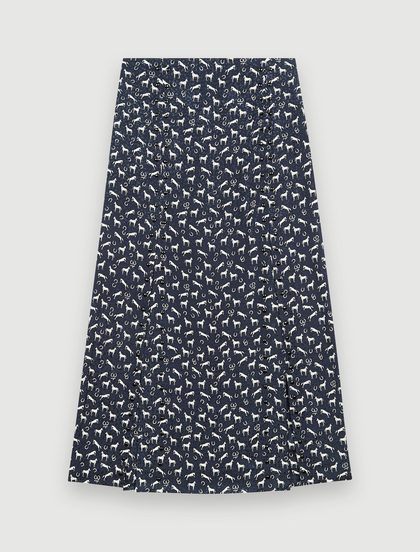 Jacquard rok met paarden en studs - Chevaux Marine
