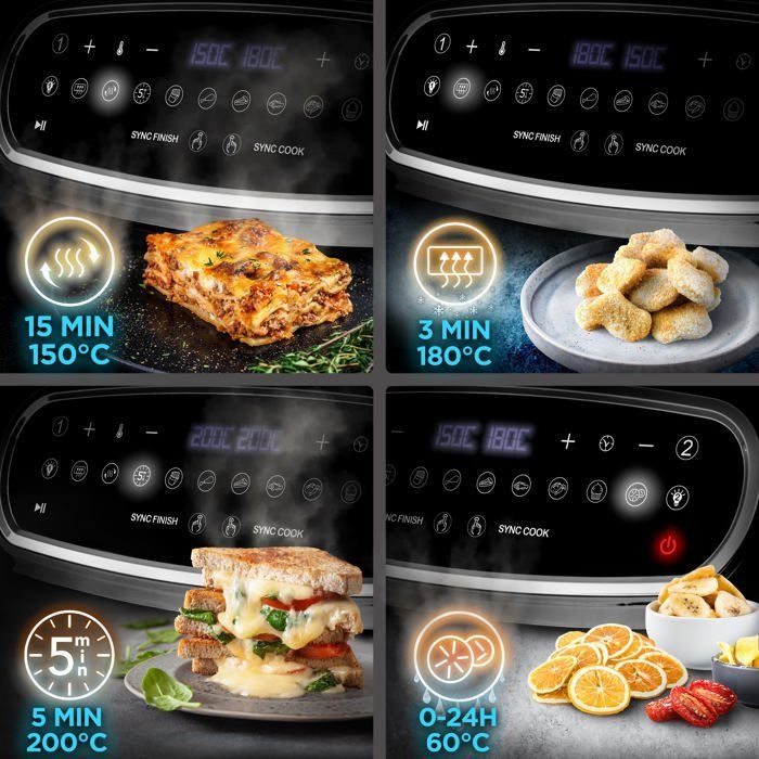 Friggitrice ad aria Duronic AF14 BK con 1 cassetto grande da 10 litri incluso, friggitrice ad aria con 10 programmi di cottura preimpostati, torta senza olio