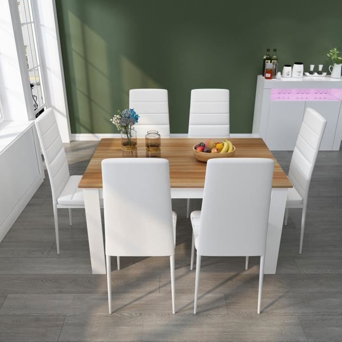 Mondeer - Set da pranzo con tavolo e 6 sedie, tavolo da pranzo, tavolo da cucina, per sala da pranzo, cucina - Rosso