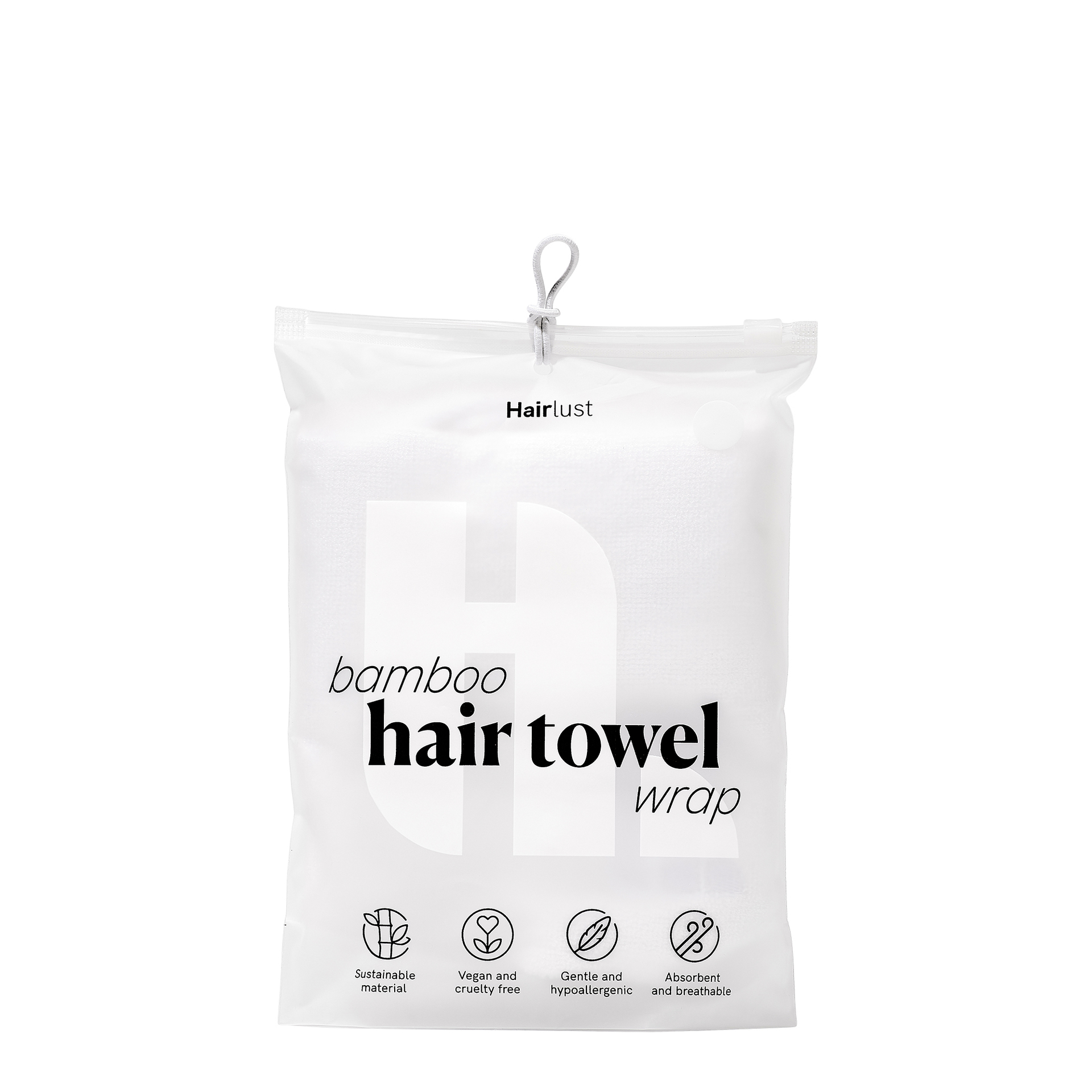 Prosop de păr din bambus, alb - Hairlust