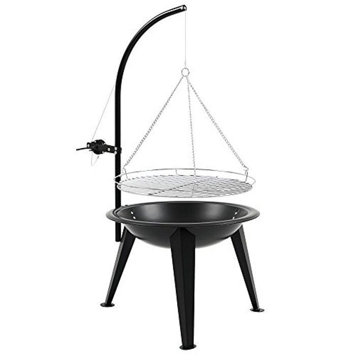 Barbacoa de carbón - BBQ-TORO - Modelo giratorio - Ø 55 cm - Parrilla cromada - Negra
