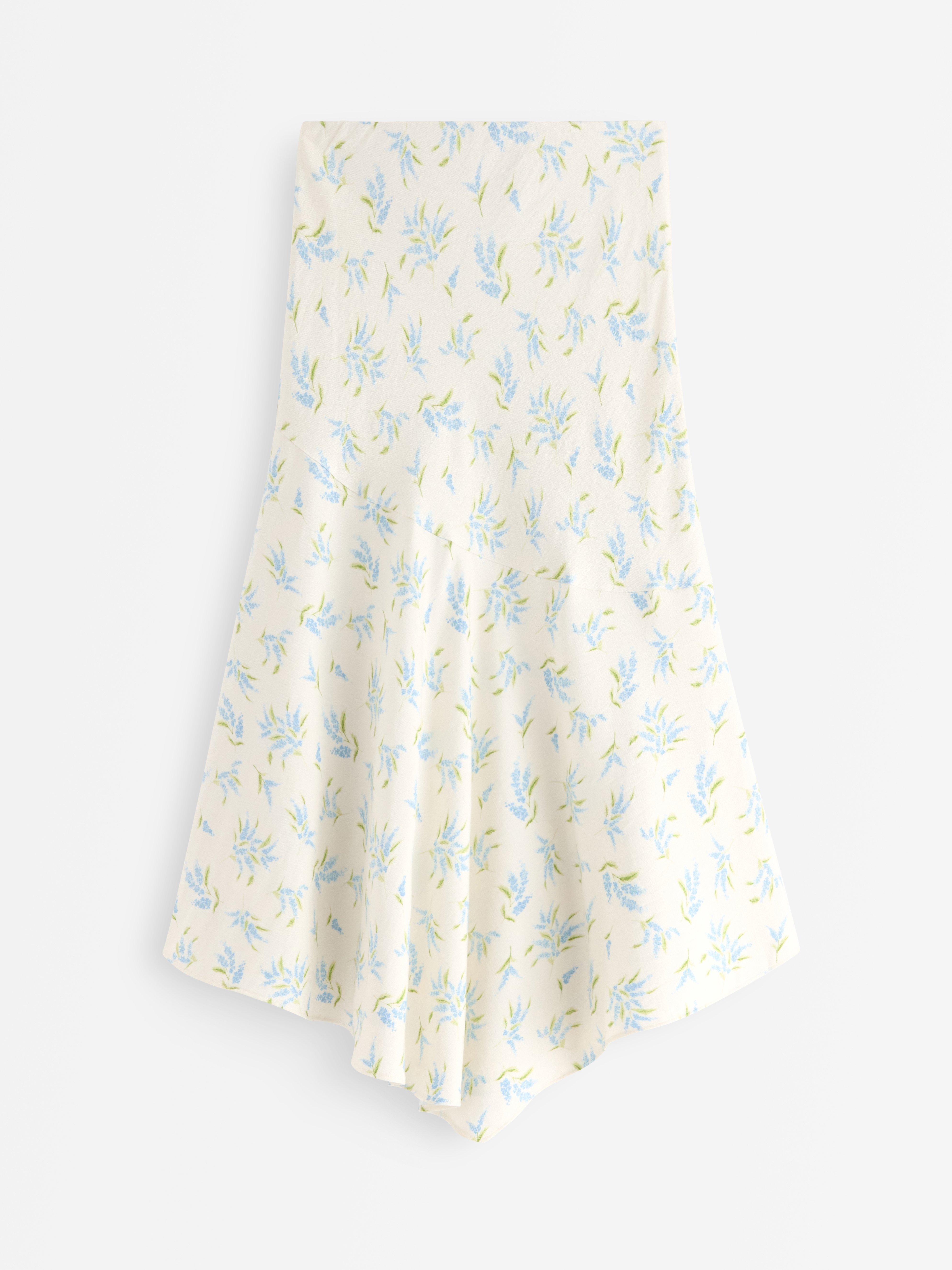 Saia de tecido plano em viscose off-white