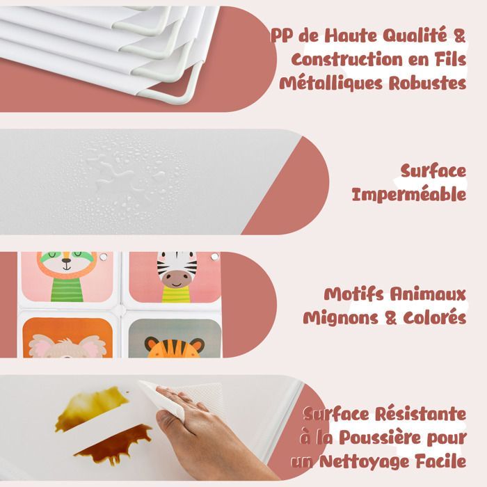 Armario infantil GOPLUS, estantería modular con 12 cubos, puertas, 2 barras para colgar ropa, para