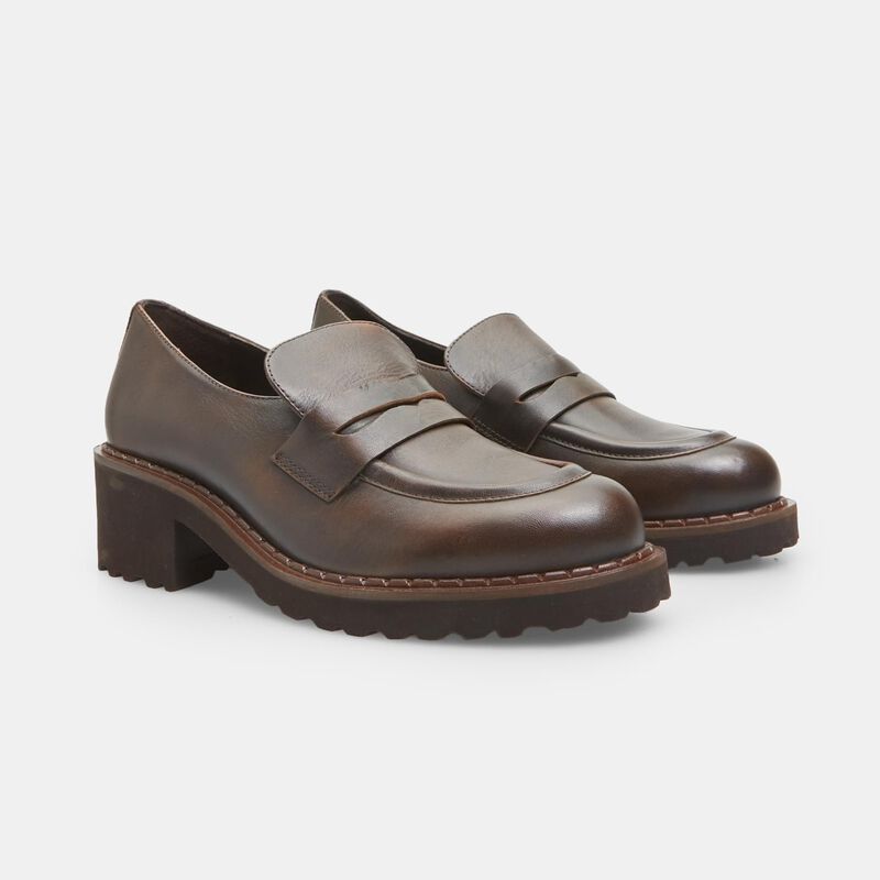BATA Mokasyny damskie skórzane na obcasie 4,5 cm