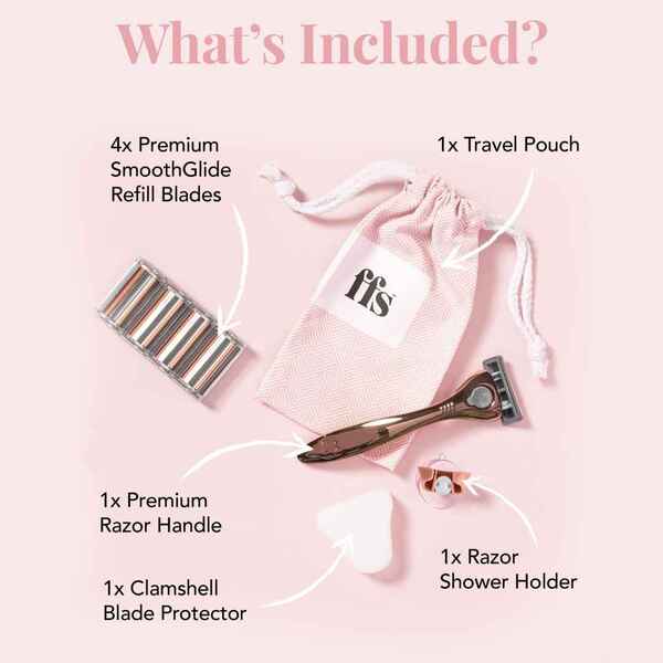 FFS Beauty barbersett – Premium barberhøvel i roségull + 4 blader