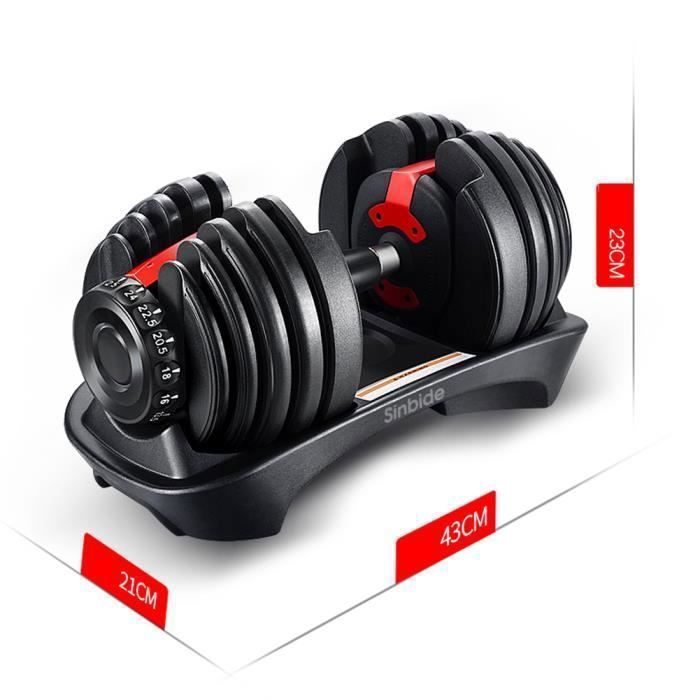 Sinbide Haltère Réglable - 1PCS - 15 Poids Ajustables - 2.27 à 23.9kg - Verrou de Sécurité