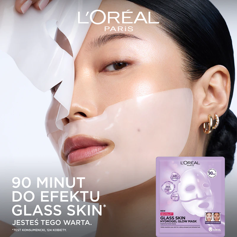 Hydrogelová maska L'Oréal Paris Revitalift Glass Skin s rozjasňujícím efektem