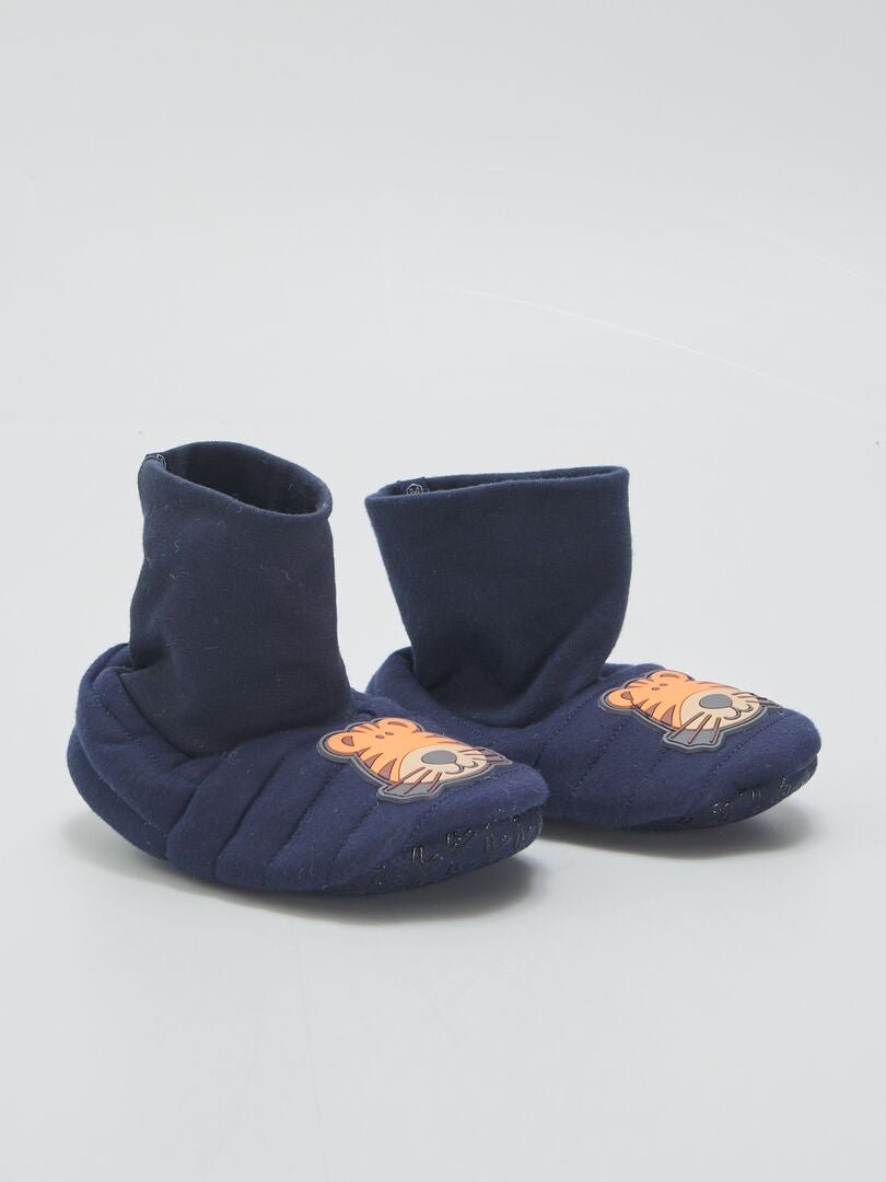 Botas de cano curto com estampa de zebra - AZUL