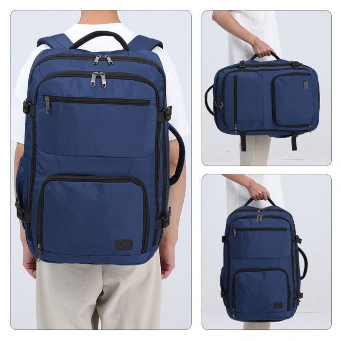 Mochila de viaje de gran capacidad de 55x35x20cm, equipaje de mano para portátil, bolsa de cabina para Easyjet, color azul marino.
