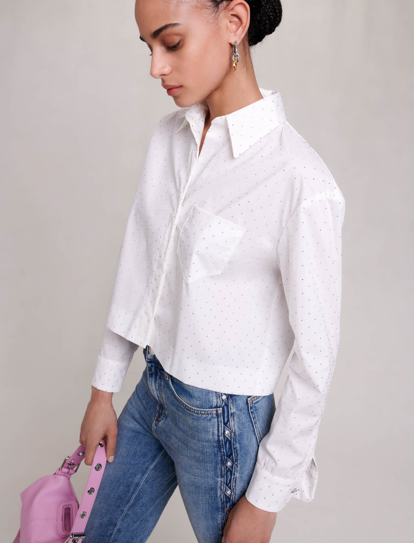 Shirt met strasssteentjes - Wit