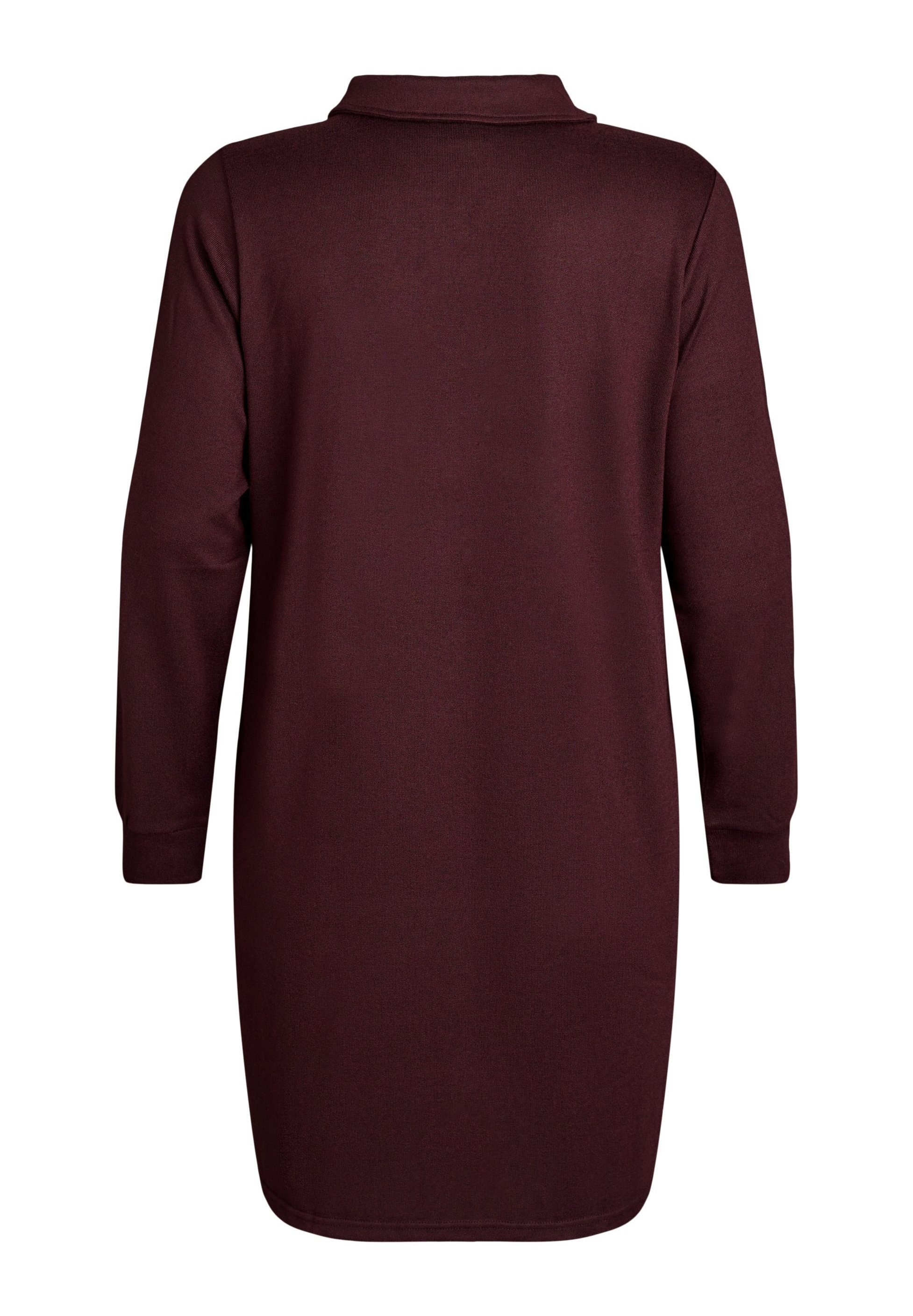 Zizzi Polo Shirt met korte knoopjes en lange mouwen - Overhemdjurk - Fudge Melange