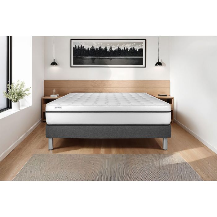 Conjunto de colchão e base de cama 90x200 cm - Base de cama cinza (requer montagem) - Vital Spa Cinza