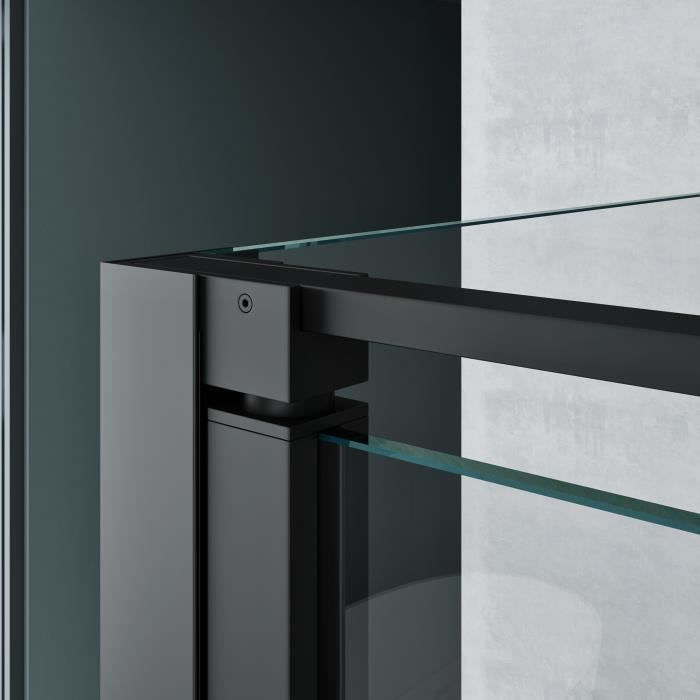 Cabina de duche Mai & Mai® 90x120 para parede simples, porta autoelevatória, divisória de duche retangular, vidro preto transparente Rav66UK