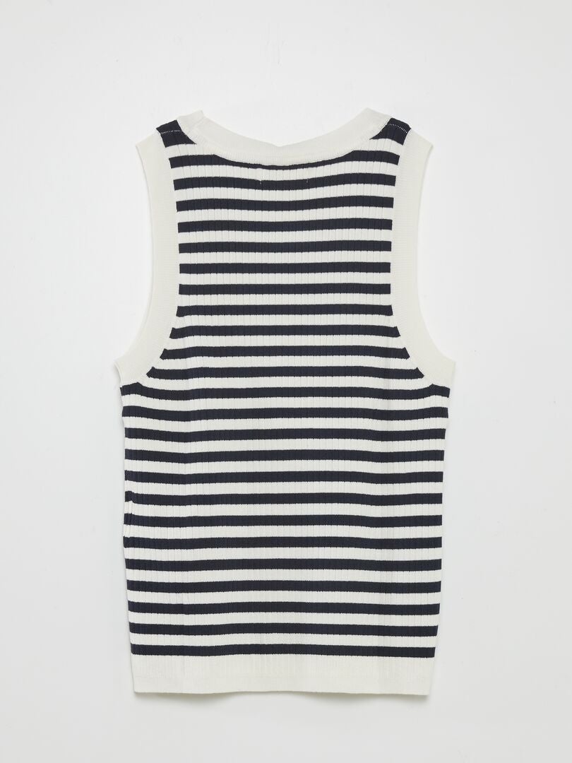 'JDY' gestreepte gebreide tanktop met ribbels - WIT