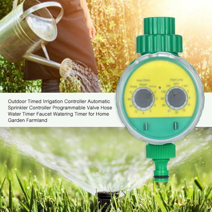 Temporizador de riego, riego automático de jardín, controlador de riego con pantalla LED resistente al agua