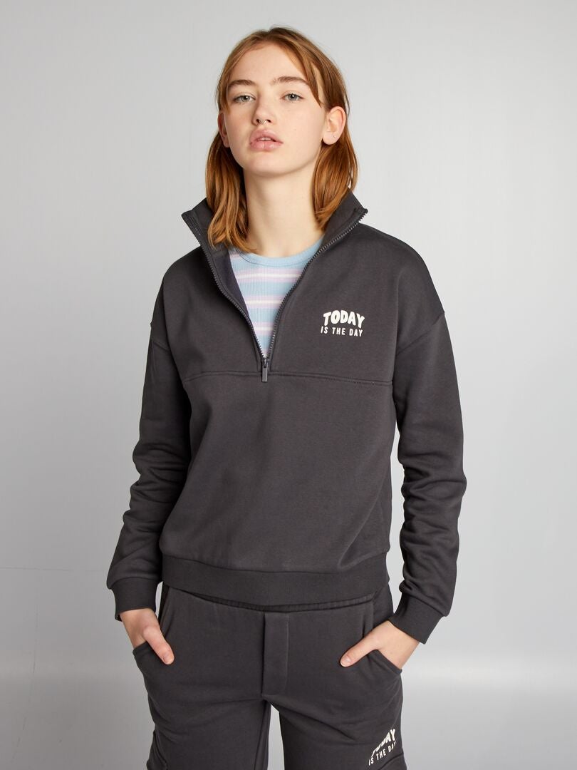 Sudadera estilo camionero de tejido polar - NEGRA