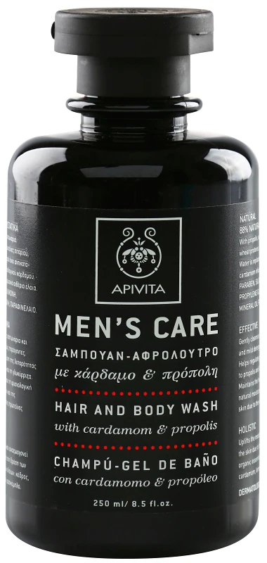 Apivita Men's Care Haar- en Lichaamsreiniger met Kardemom & Propolis 2-in-1 shampoo en douchegel