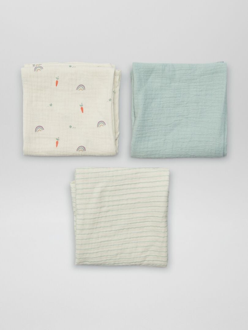 Set van 3 katoenen gaasdekens - WIT