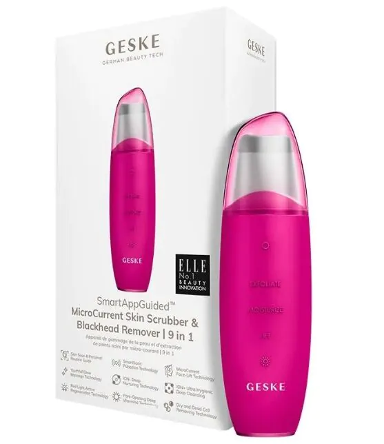 Geske MicroCurrent Skin Scrubber & Blackhead Remover 9in1 Peeling kawitacyjny Magenta