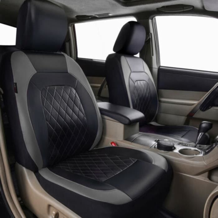Housse de siège voiture - MIOLOE - Universelle - 9 pièces - Cuir PU - Noir et gris